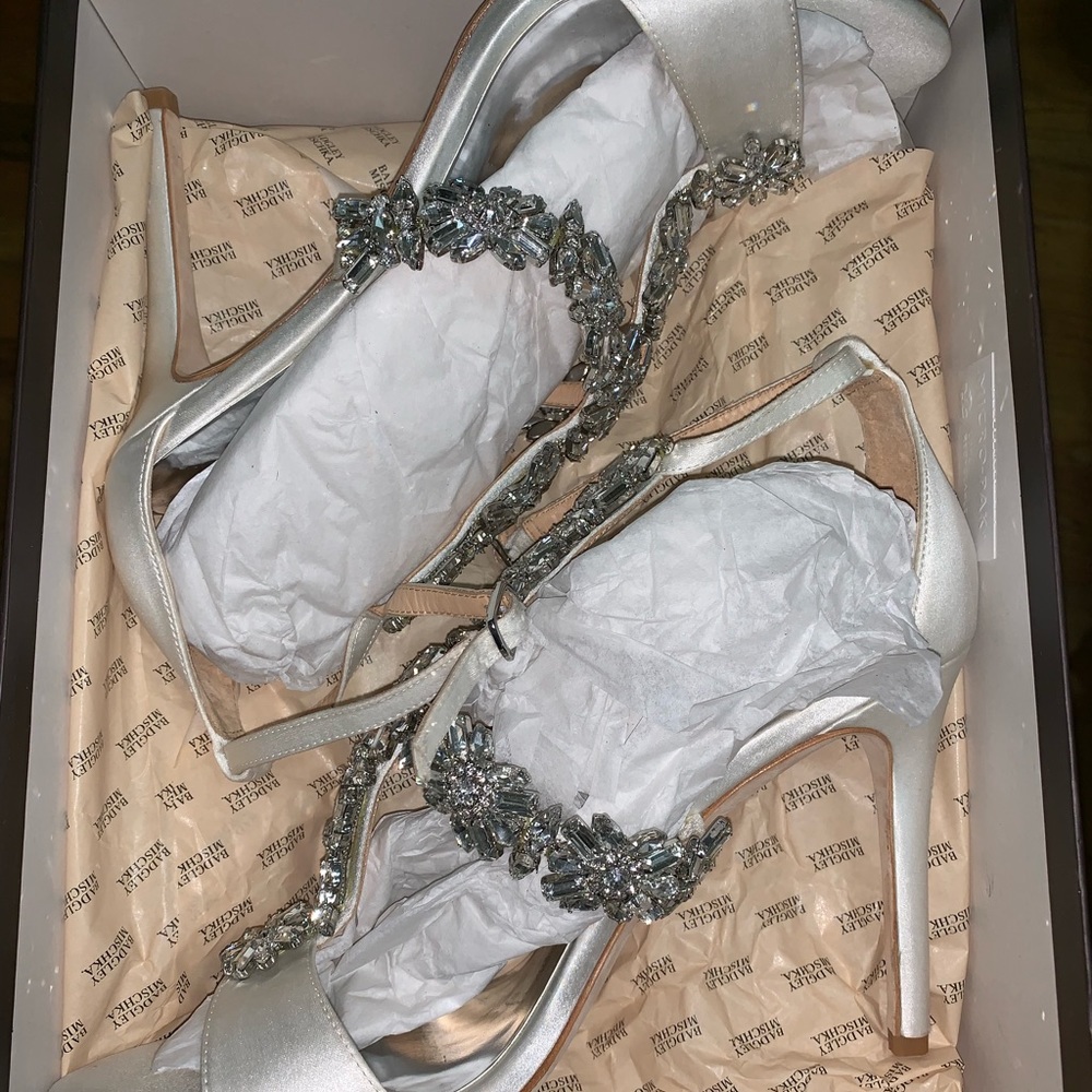 Badgley Mischka Munroe Satin Embellished Heels